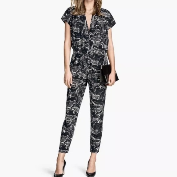 h&m animal print jumpsuit
